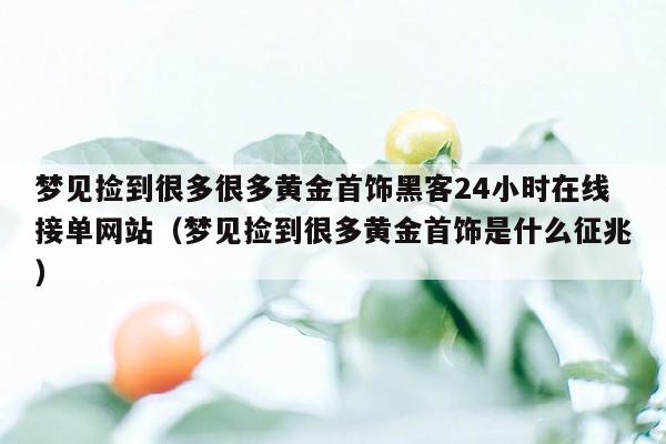 梦见捡到很多很多黄金首饰黑客24小时在线接单网站（梦见捡到很多黄金首饰是什么征兆）