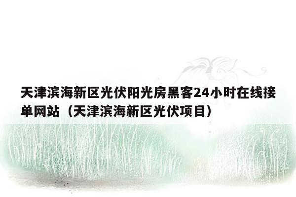 天津滨海新区光伏阳光房黑客24小时在线接单网站（天津滨海新区光伏项目）