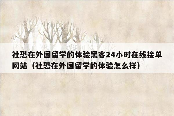 社恐在外国留学的体验黑客24小时在线接单网站（社恐在外国留学的体验怎么样）