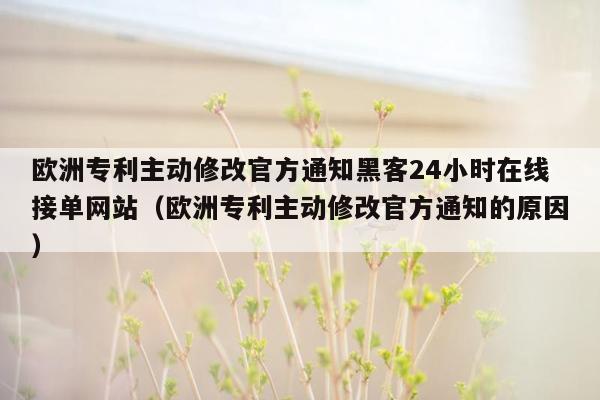 欧洲专利主动修改官方通知黑客24小时在线接单网站（欧洲专利主动修改官方通知的原因）