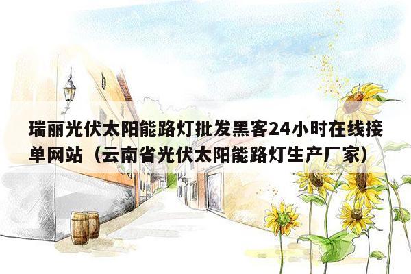 瑞丽光伏太阳能路灯批发黑客24小时在线接单网站（云南省光伏太阳能路灯生产厂家）