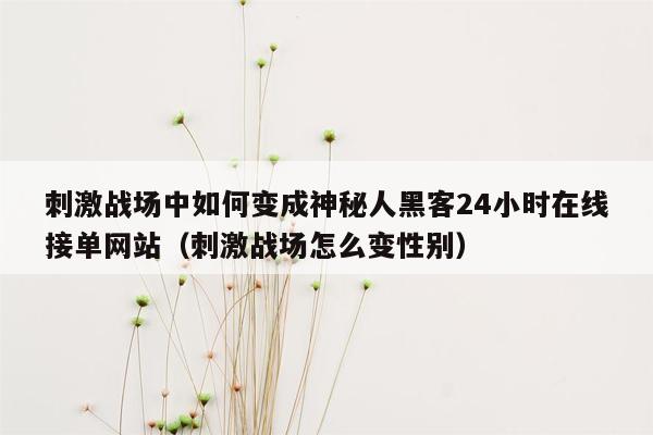 刺激战场中如何变成神秘人黑客24小时在线接单网站（刺激战场怎么变性别）