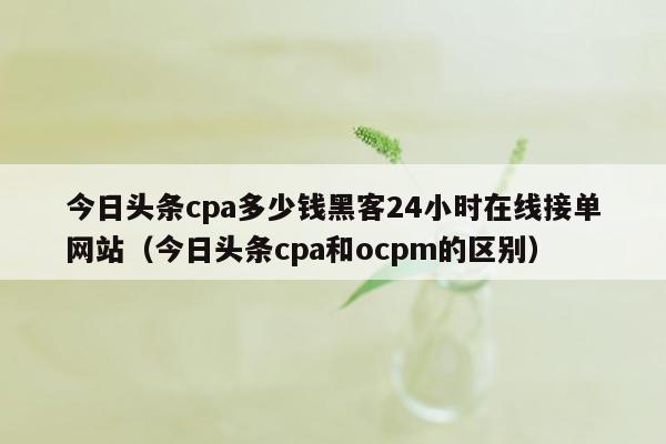 今日头条cpa多少钱黑客24小时在线接单网站（今日头条cpa和ocpm的区别）