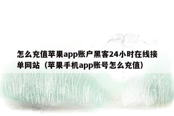 怎么充值苹果app账户黑客24小时在线接单网站（苹果手机app账号怎么充值）