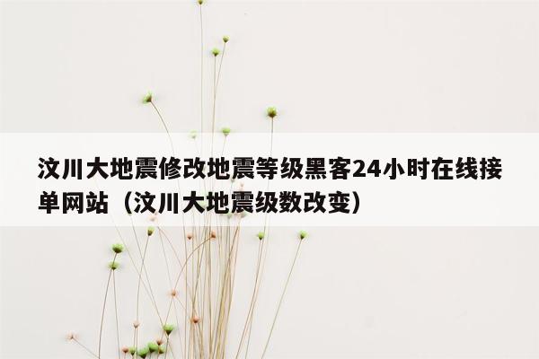 汶川大地震修改地震等级黑客24小时在线接单网站（汶川大地震级数改变）