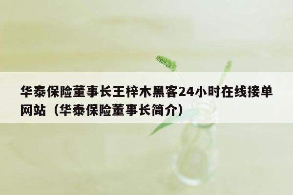 华泰保险董事长王梓木黑客24小时在线接单网站（华泰保险董事长简介）