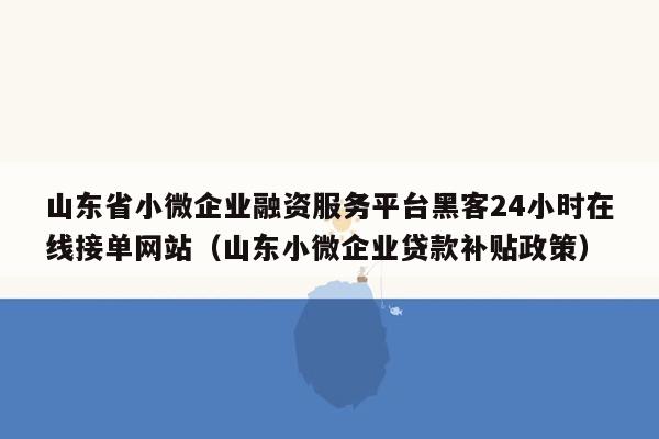 山东省小微企业融资服务平台黑客24小时在线接单网站（山东小微企业贷款补贴政策）