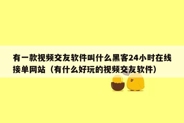 有一款视频交友软件叫什么黑客24小时在线接单网站（有什么好玩的视频交友软件）