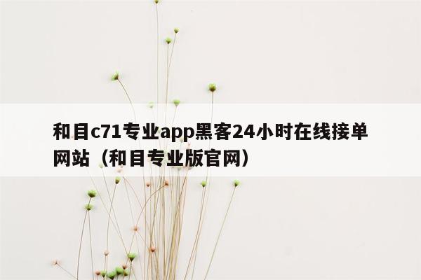 和目c71专业app黑客24小时在线接单网站（和目专业版官网）