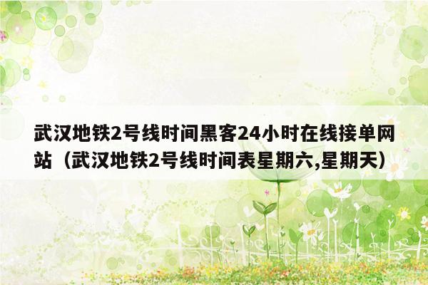 武汉地铁2号线时间黑客24小时在线接单网站（武汉地铁2号线时间表星期六,星期天）