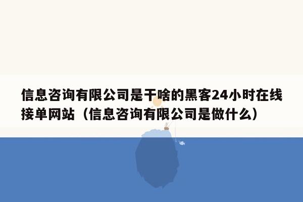 信息咨询有限公司是干啥的黑客24小时在线接单网站（信息咨询有限公司是做什么）