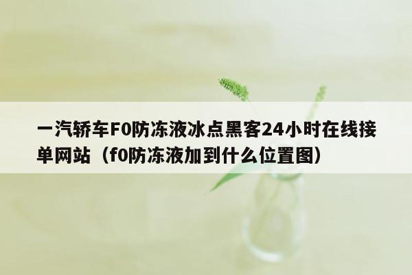 一汽轿车F0防冻液冰点黑客24小时在线接单网站（f0防冻液加到什么位置图）