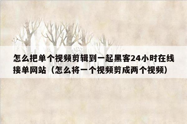 怎么把单个视频剪辑到一起黑客24小时在线接单网站（怎么将一个视频剪成两个视频）