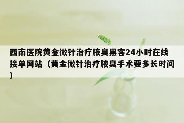 西南医院黄金微针治疗腋臭黑客24小时在线接单网站（黄金微针治疗腋臭手术要多长时间）