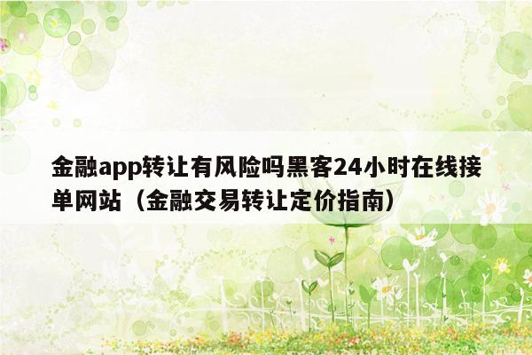 金融app转让有风险吗黑客24小时在线接单网站（金融交易转让定价指南）