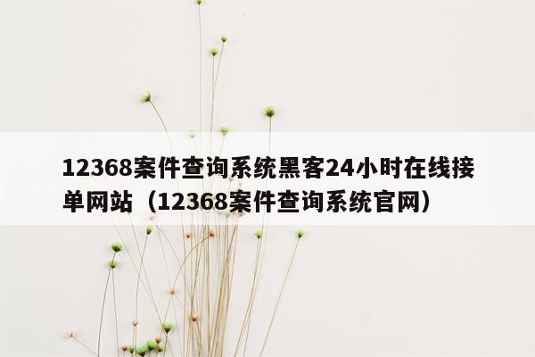 12368案件查询系统黑客24小时在线接单网站（12368案件查询系统官网）