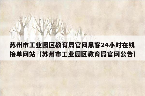 苏州市工业园区教育局官网黑客24小时在线接单网站（苏州市工业园区教育局官网公告）