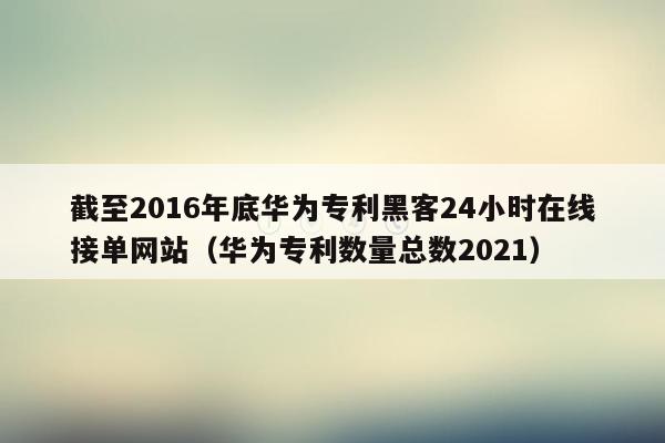 截至2016年底华为专利黑客24小时在线接单网站（华为专利数量总数2021）