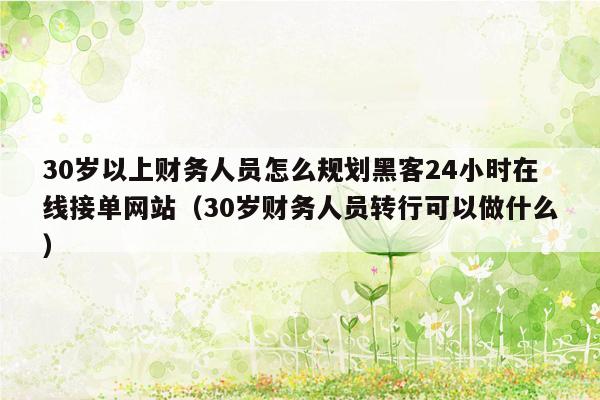 30岁以上财务人员怎么规划黑客24小时在线接单网站（30岁财务人员转行可以做什么）