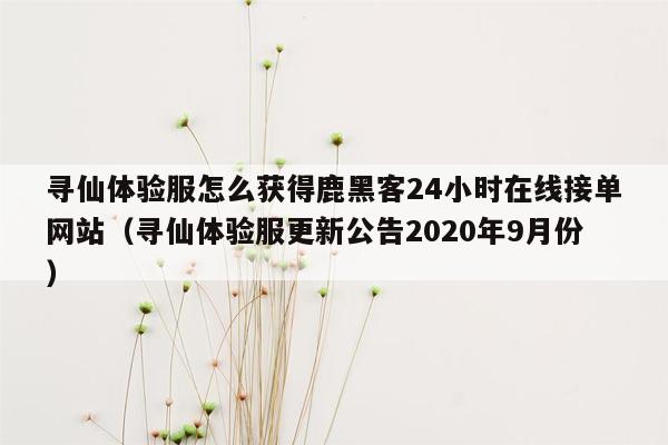 寻仙体验服怎么获得鹿黑客24小时在线接单网站（寻仙体验服更新公告2020年9月份）